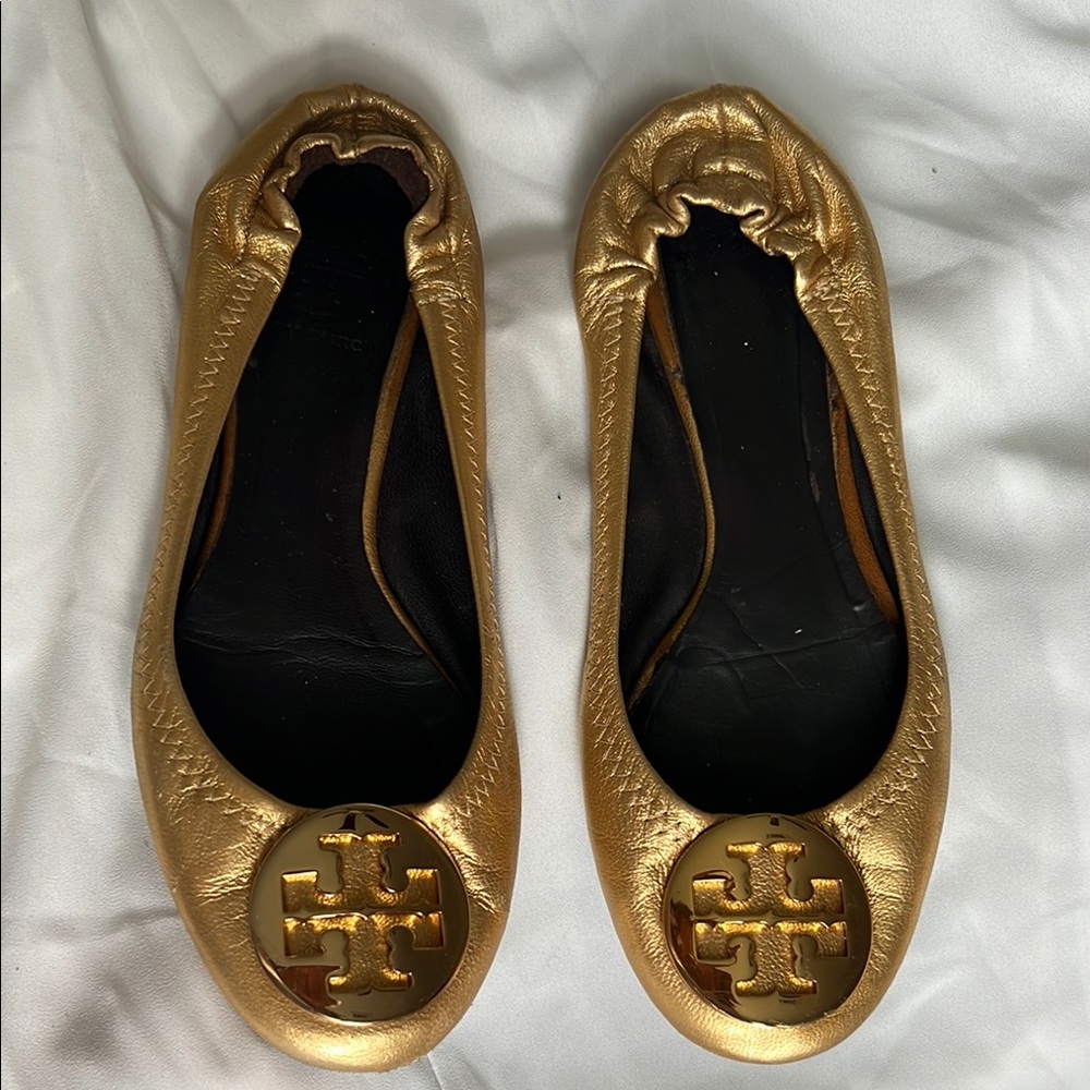 Tory Burch Gold Ballet Flats